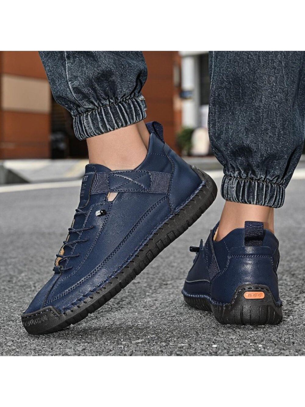 Women's Dark Blue Breathable Loafers Mid top Walking Flats Ankle Chukka Boots - Picture 7 of 7